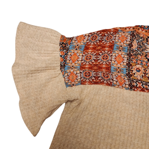 Moa Moa Ruffle Short Sleeve Knit Knotted Blouse - Picture 7 of 11